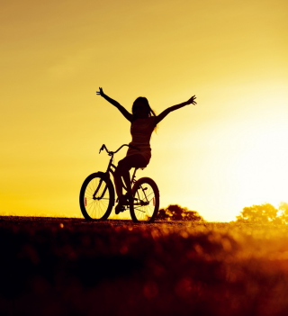 Kostenloses Bicycle Ride At Golden Sunset Wallpaper für 208x208