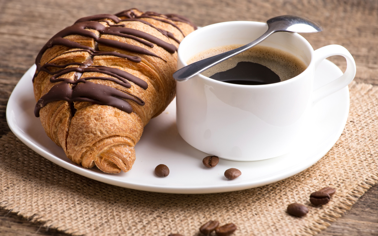 Breakfast with Croissant wallpaper 1280x800