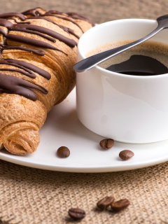 Das Breakfast with Croissant Wallpaper 240x320