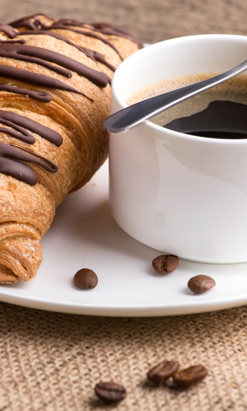 Breakfast with Croissant wallpaper 480x800
