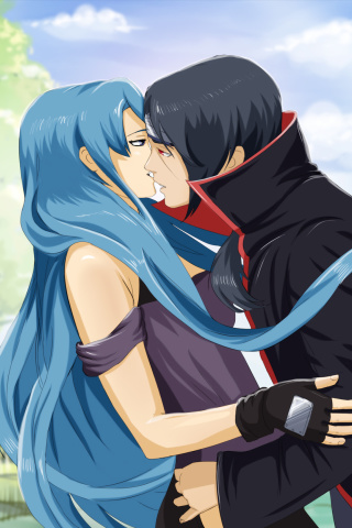 Fondo de pantalla Uchiha Itachi and Akatsuki Kiss 320x480