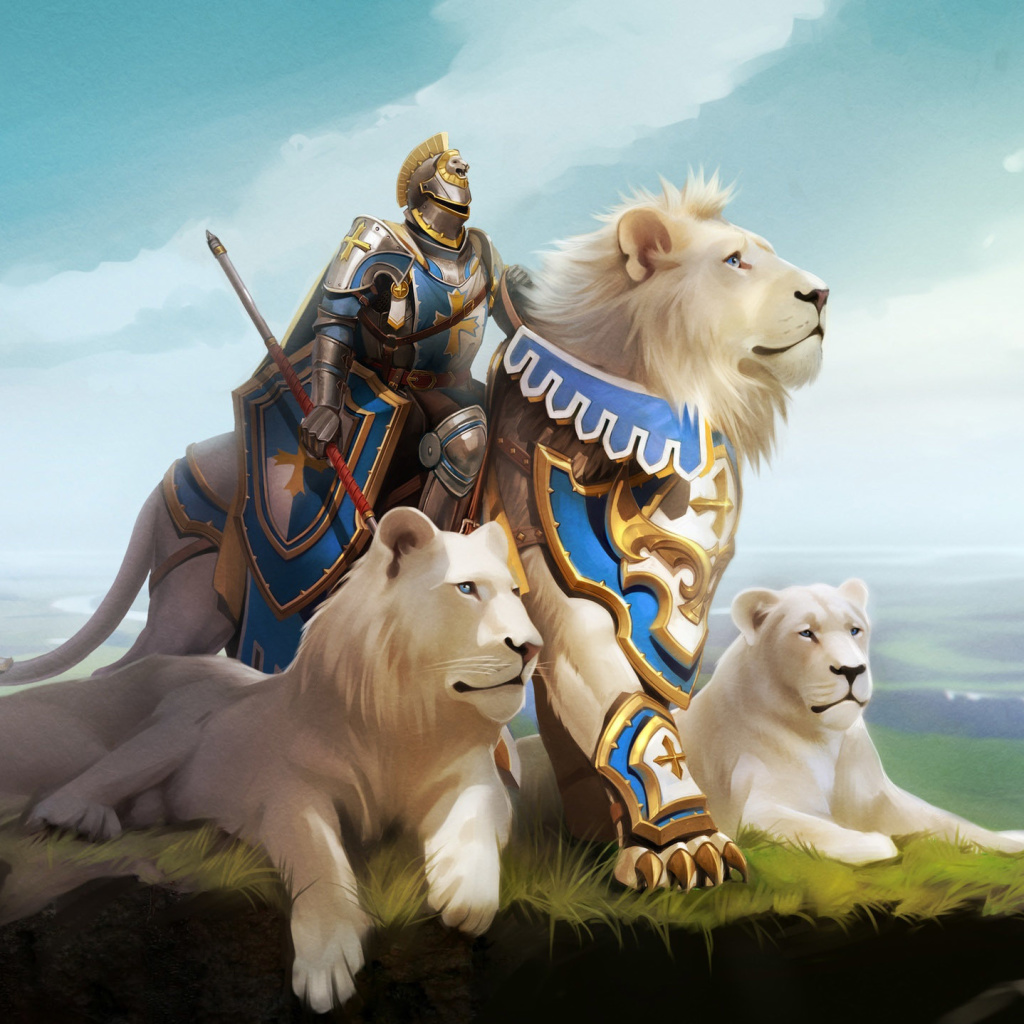 Fondo de pantalla Knight with Lions 1024x1024