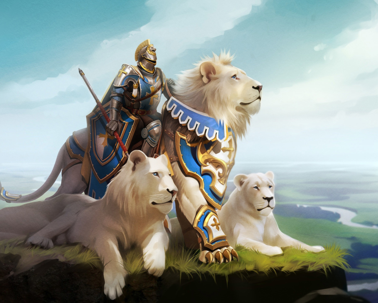 Das Knight with Lions Wallpaper 1280x1024