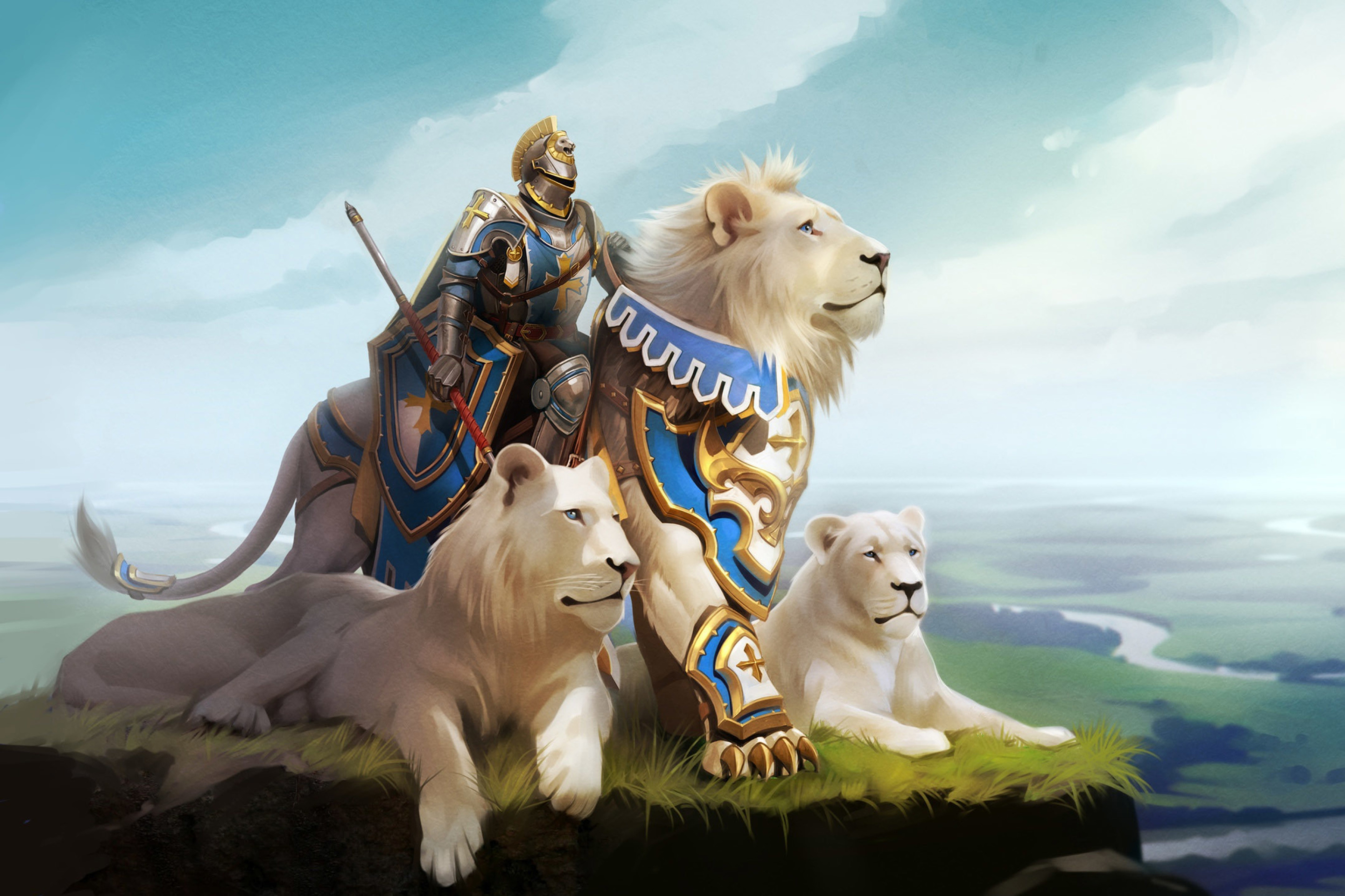 Knight with Lions wallpaper 2880x1920