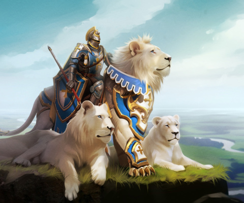 Das Knight with Lions Wallpaper 480x400