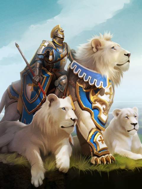 Knight with Lions wallpaper 480x640