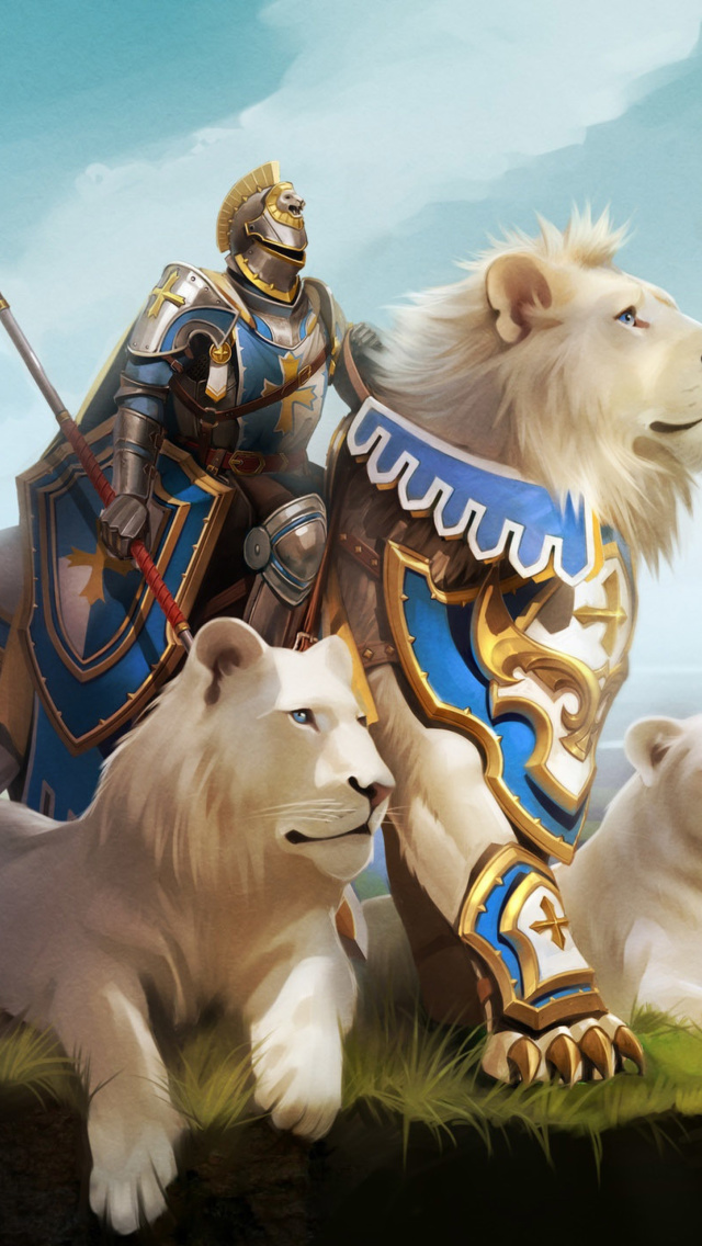 Обои Knight with Lions 640x1136