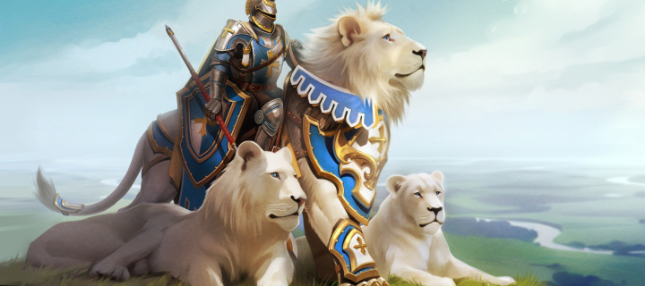 Das Knight with Lions Wallpaper 720x320