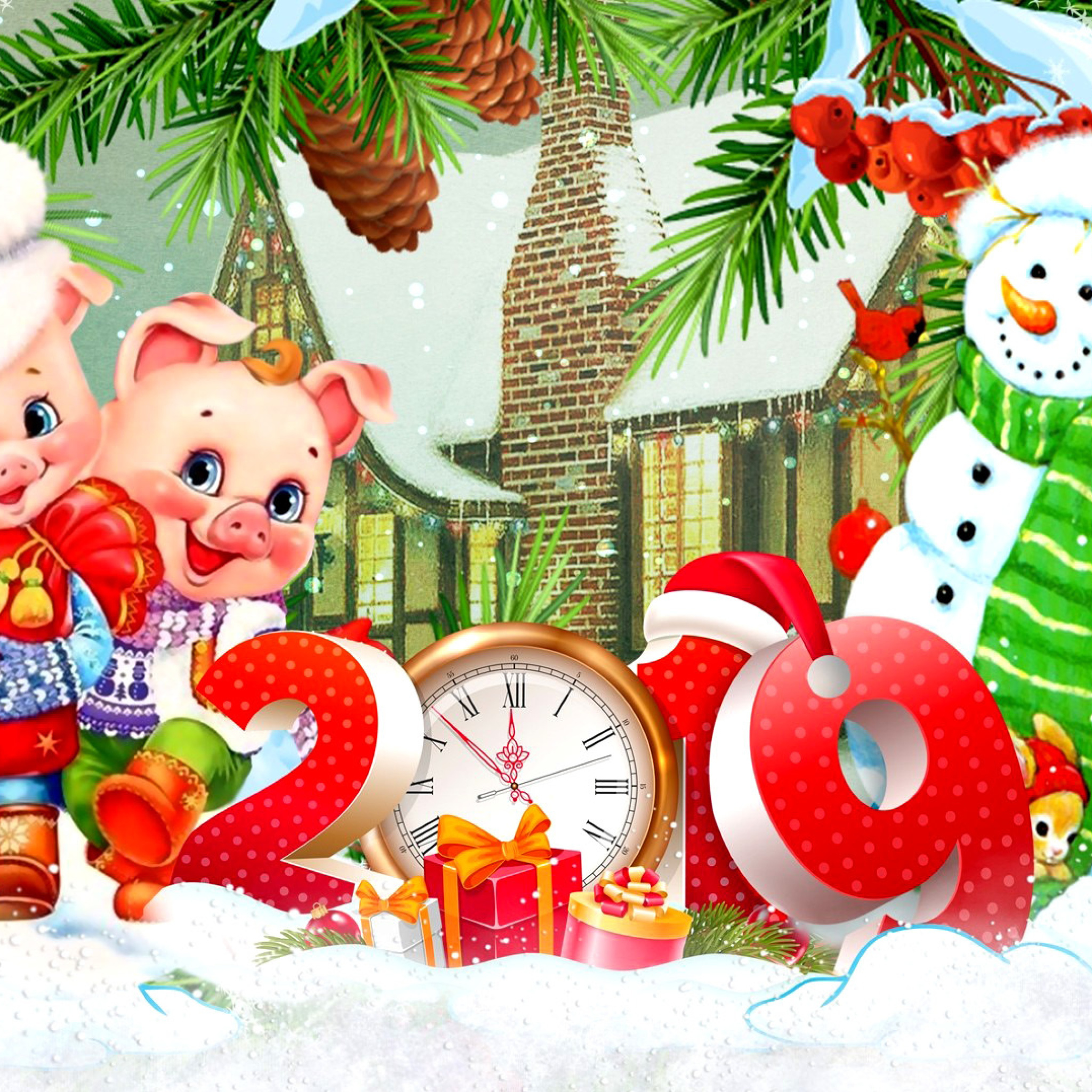 Fondo de pantalla 2019 Pig New Year Chinese Horoscope 2048x2048