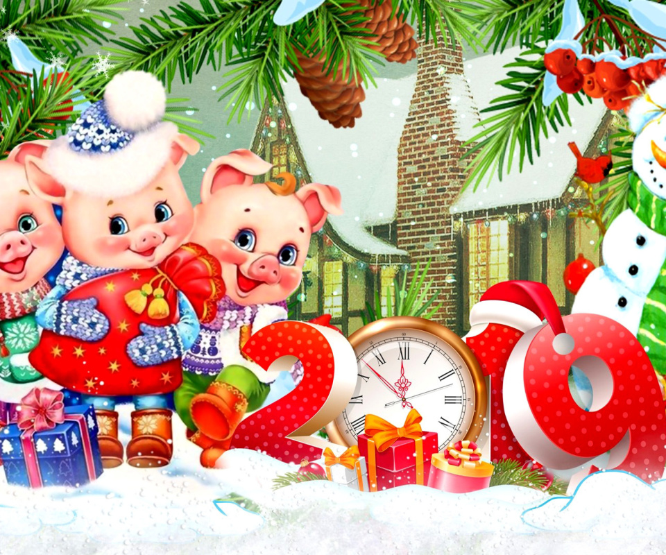 Sfondi 2019 Pig New Year Chinese Horoscope 960x800