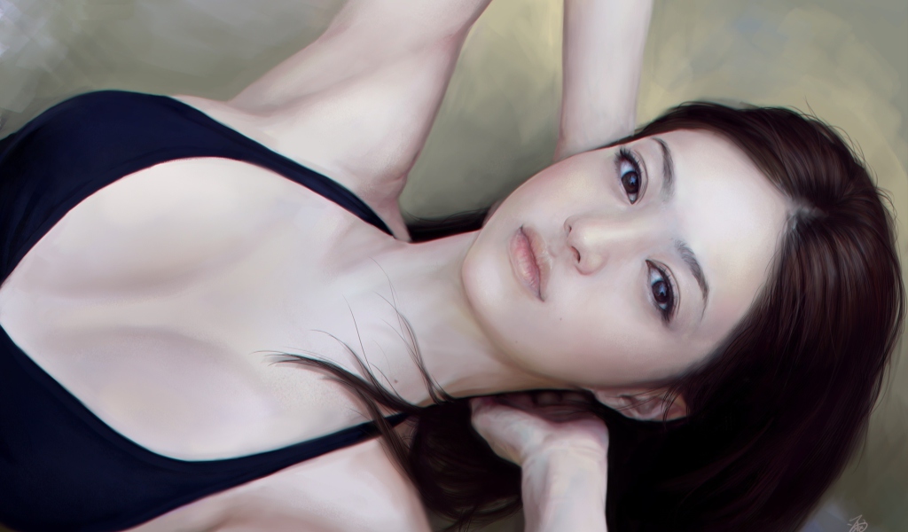 Screenshot №1 pro téma Girl's Face Realistic Painting 1024x600