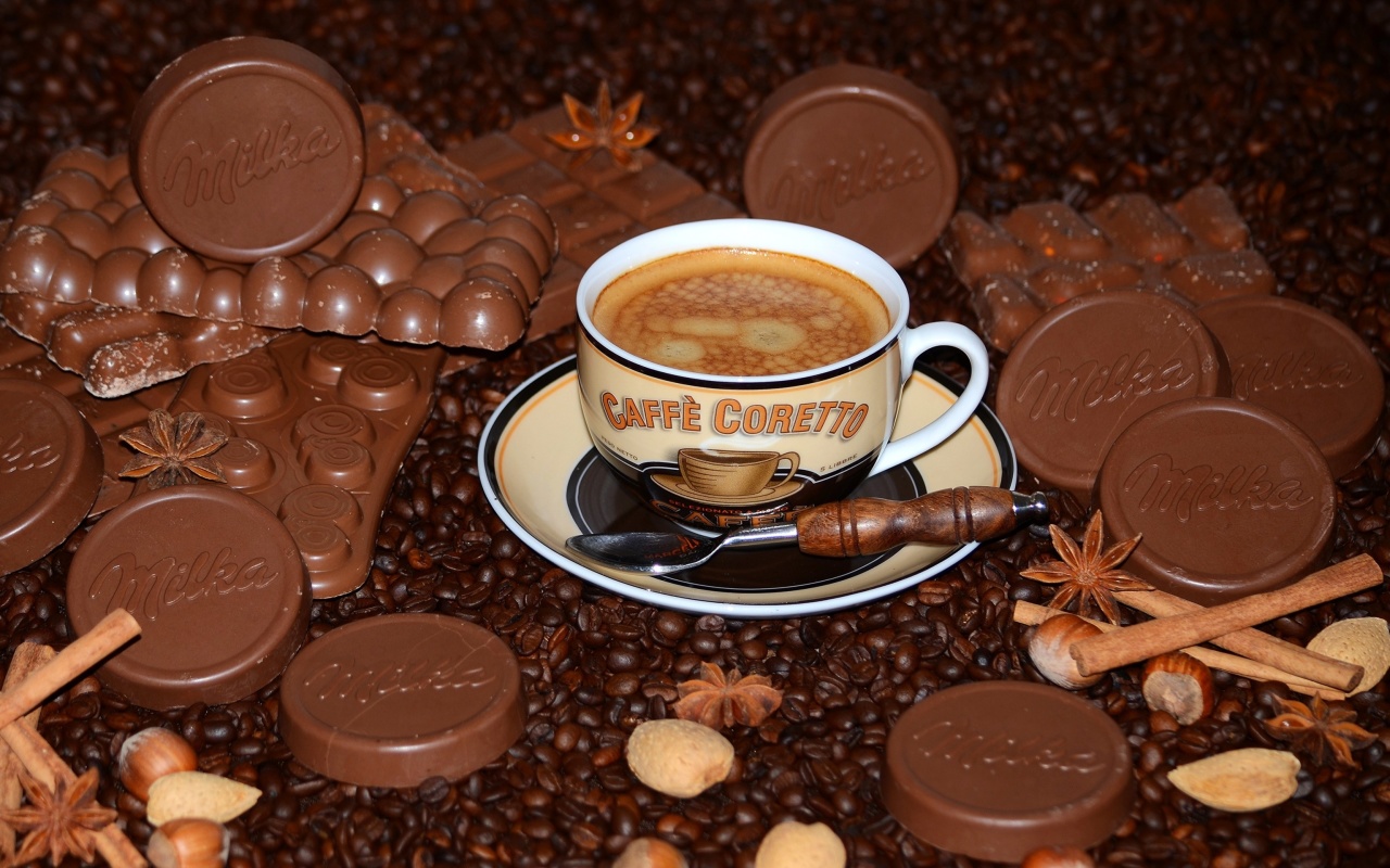 Screenshot №1 pro téma Coffee with milk chocolate Milka 1280x800