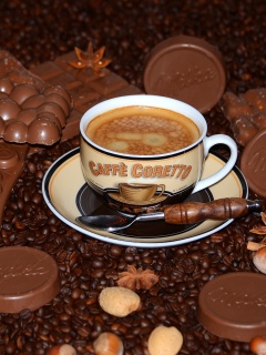 Das Coffee with milk chocolate Milka Wallpaper 240x320