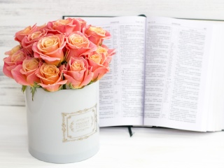 Das Roses and Book Wallpaper 320x240