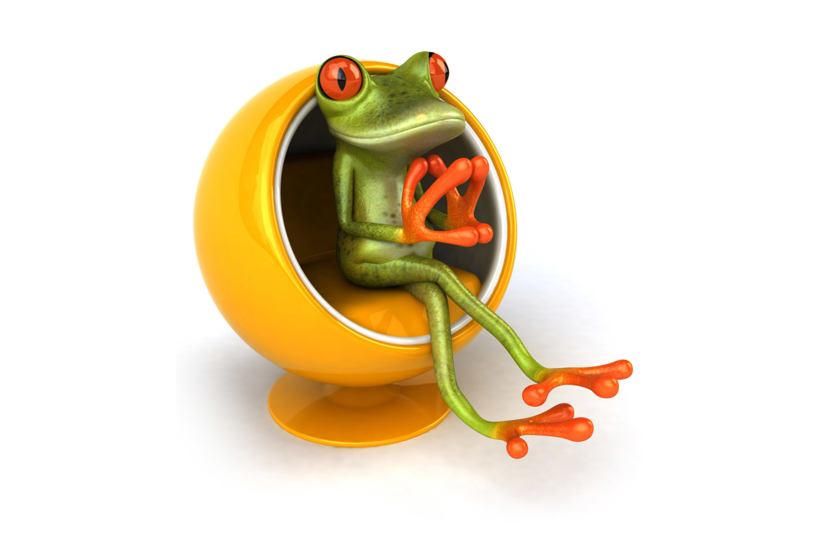 Fondo de pantalla 3D Frog On Yellow Chair 2880x1920