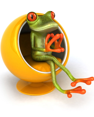 3D Frog On Yellow Chair papel de parede para celular para iPhone 5C
