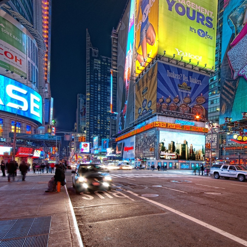 Обои New York Night Times Square 1024x1024