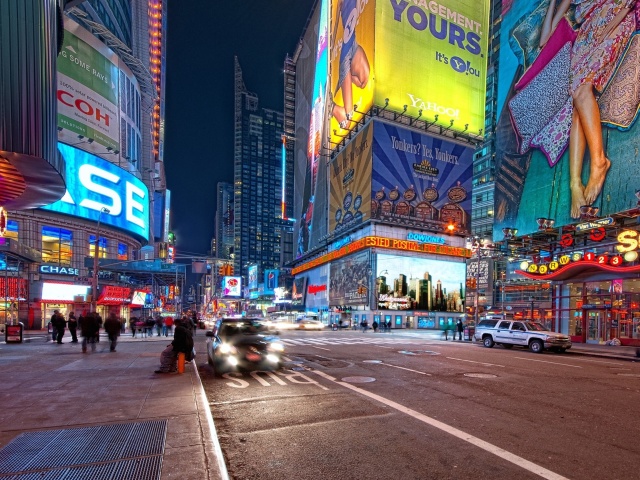 New York Night Times Square wallpaper 640x480