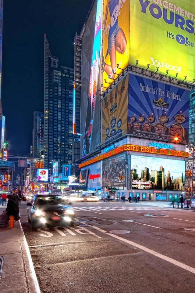 Обои New York Night Times Square 640x960
