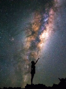 Girl silhouette on night sky background screenshot #1 132x176