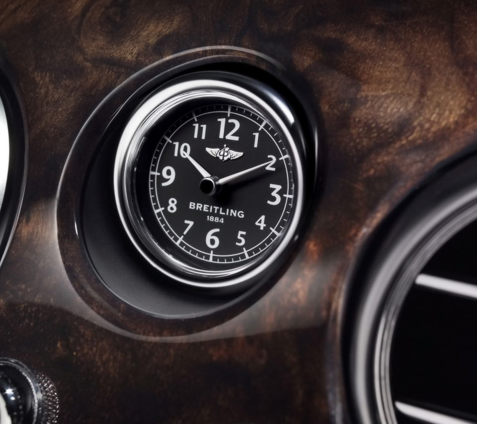 Das Bentley Continental - Breitling Clock Wallpaper 960x854