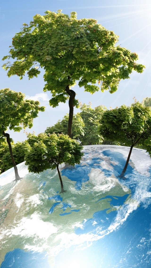 Sfondi Green Planet with Biosphere 640x1136