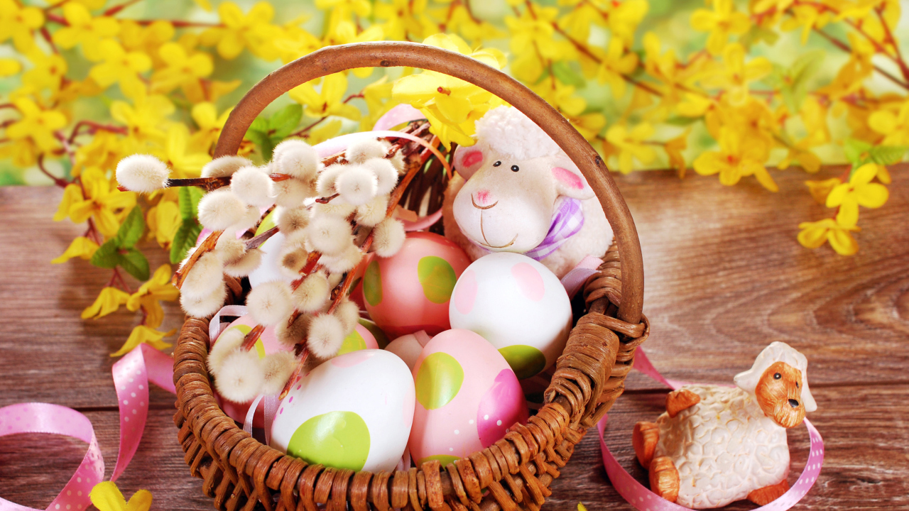 Sfondi Easter Basket And Sheep 1280x720