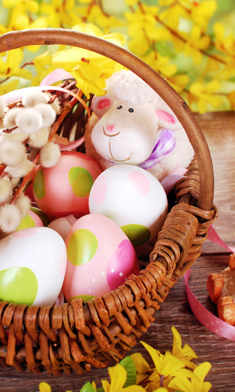Easter Basket And Sheep wallpaper 768x1280