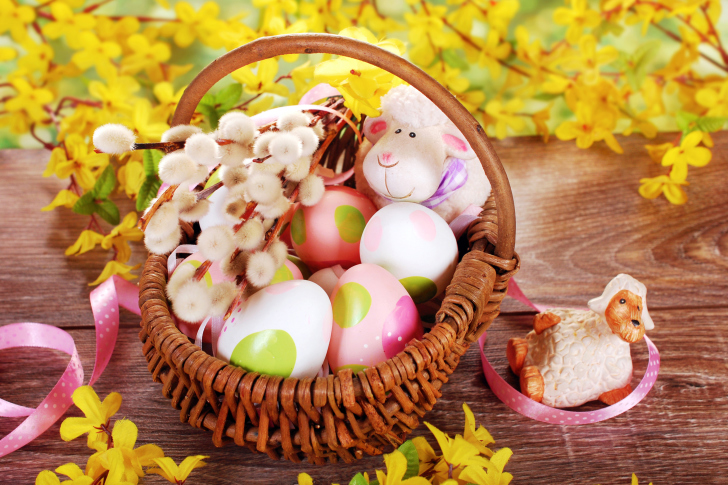 Easter Basket And Sheep wallpaper