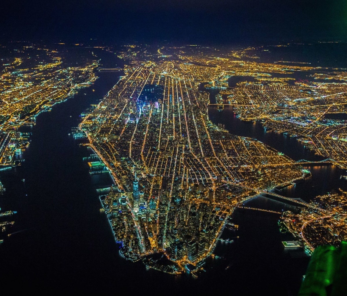 Обои New York City Night View From Space 1200x1024