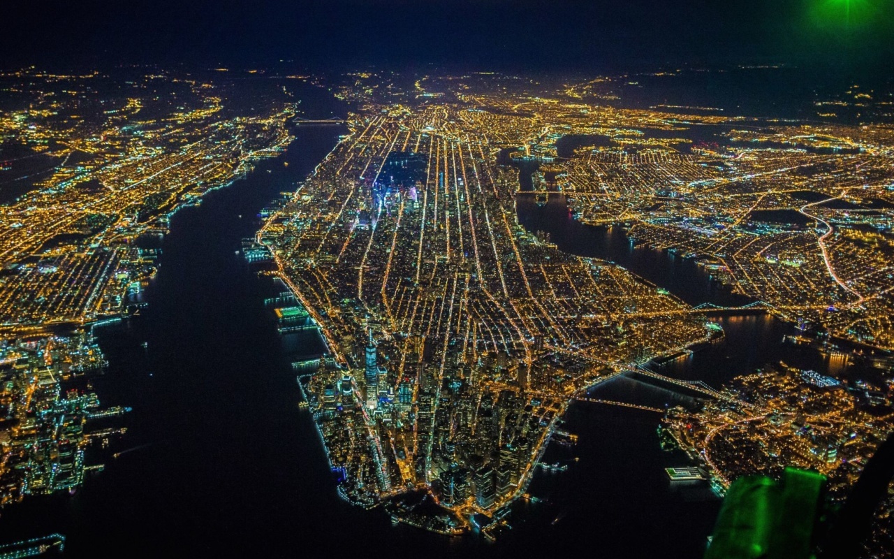 Das New York City Night View From Space Wallpaper 1280x800
