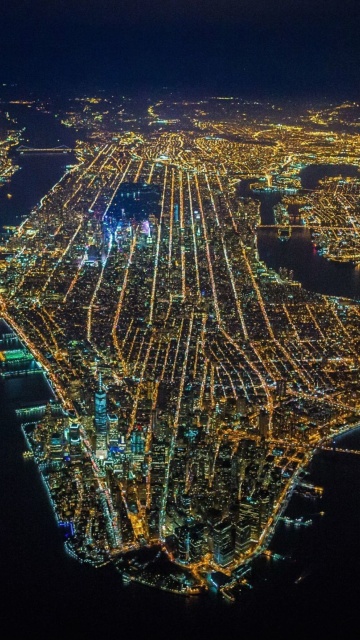 Обои New York City Night View From Space 360x640