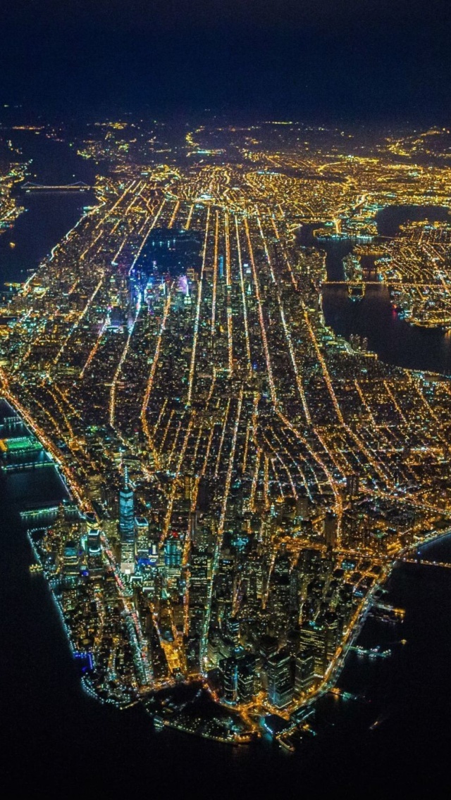 New York City Night View From Space wallpaper 640x1136