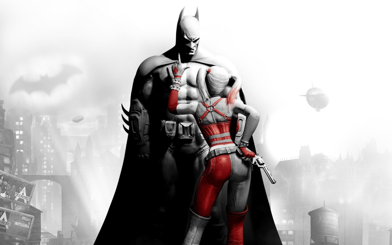 Обои Batman Arkham Knight with Harley Quinn 1280x800