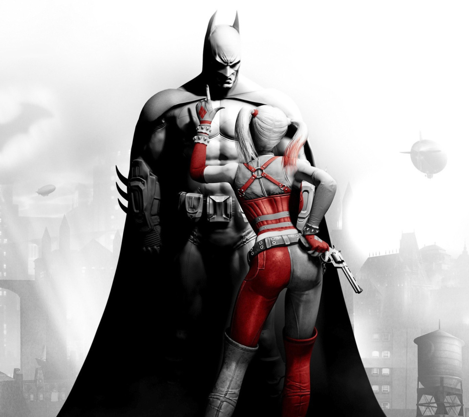 Das Batman Arkham Knight with Harley Quinn Wallpaper 960x854