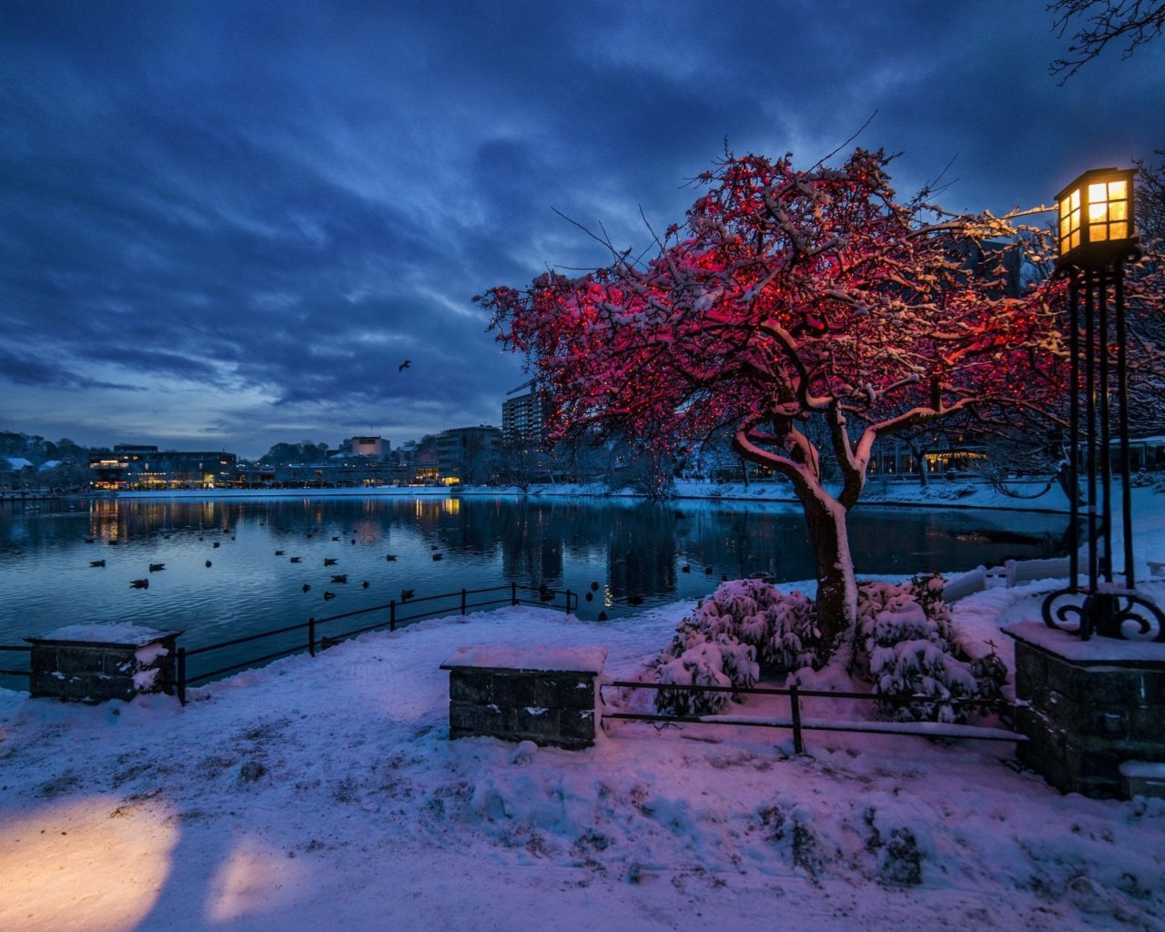 Fondo de pantalla Norwegian city in January 1280x1024