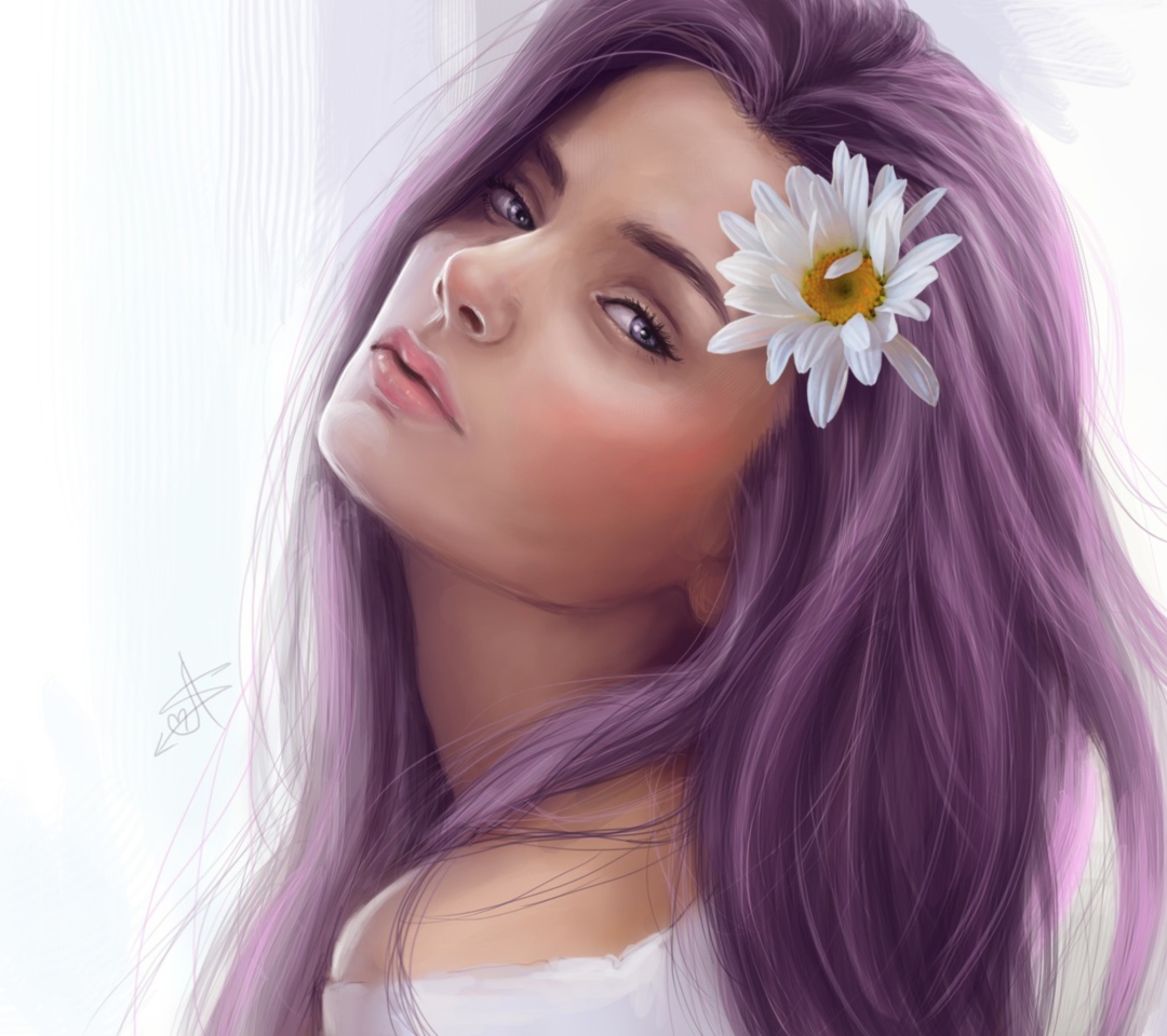 Girl With Purple Hair Painting wallpaper 1080x960