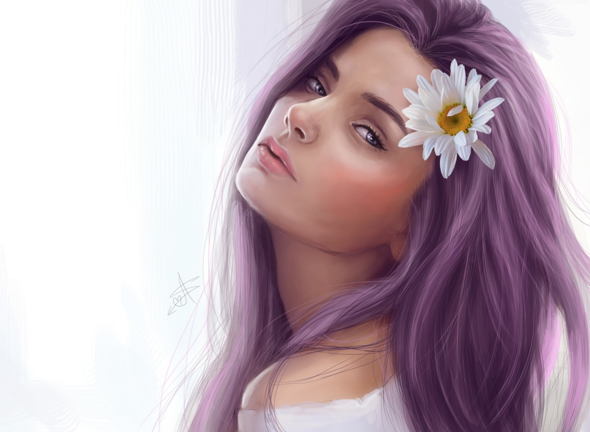 Girl With Purple Hair Painting screenshot #1 1920x1408