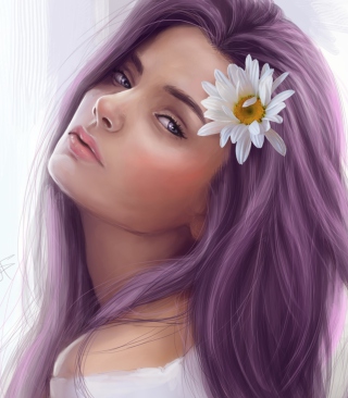 Girl With Purple Hair Painting - Obrázkek zdarma pro 132x176