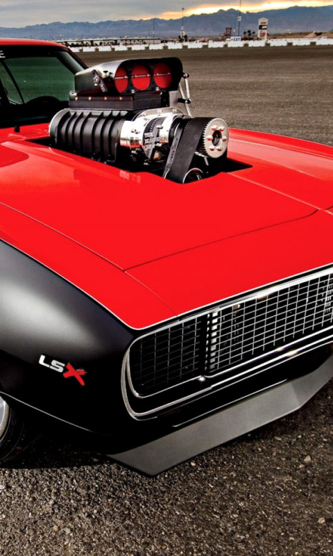 Обои Chevrolet Hot Rod Muscle Car with GM Engine 480x800