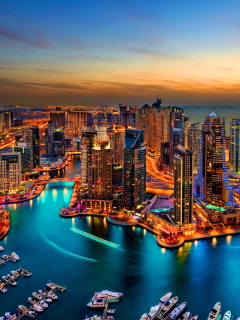 Das Dubai Marina And Yachts Wallpaper 240x320