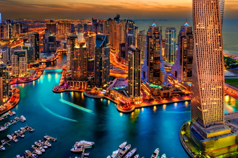 Das Dubai Marina And Yachts Wallpaper 480x320