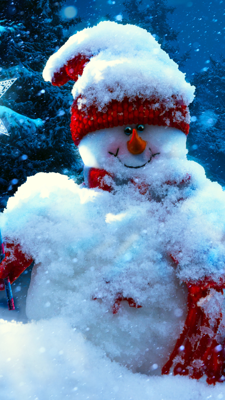 Fondo de pantalla Snowy Snowman 750x1334
