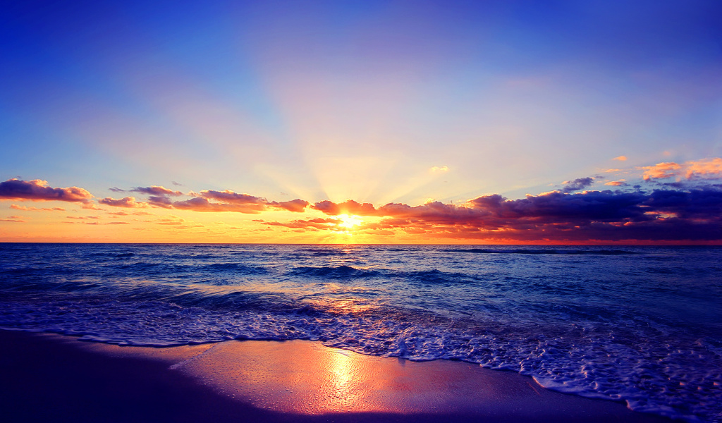 Обои Romantic Sea Sunset 1024x600