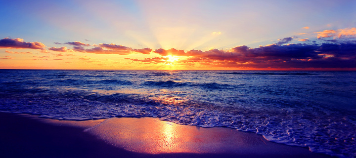 Romantic Sea Sunset wallpaper 720x320