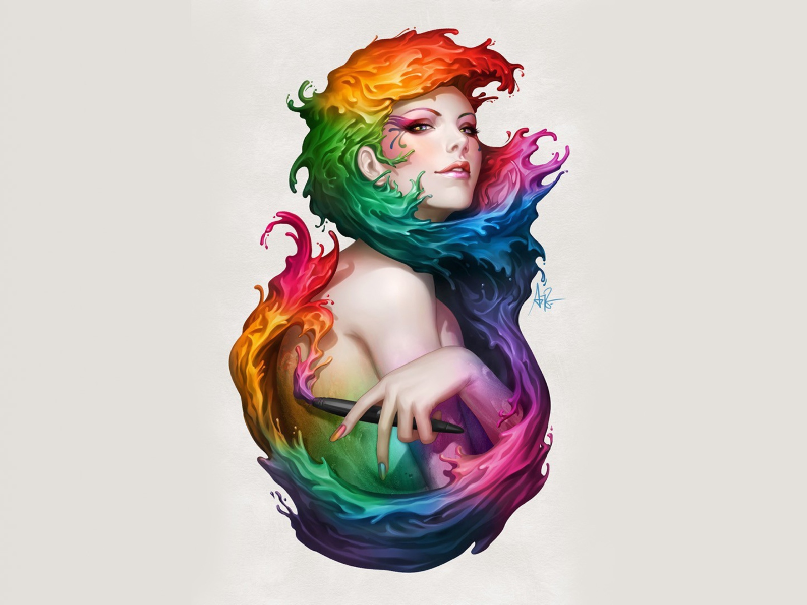 Fondo de pantalla Digital Art Colorful Girl 1600x1200