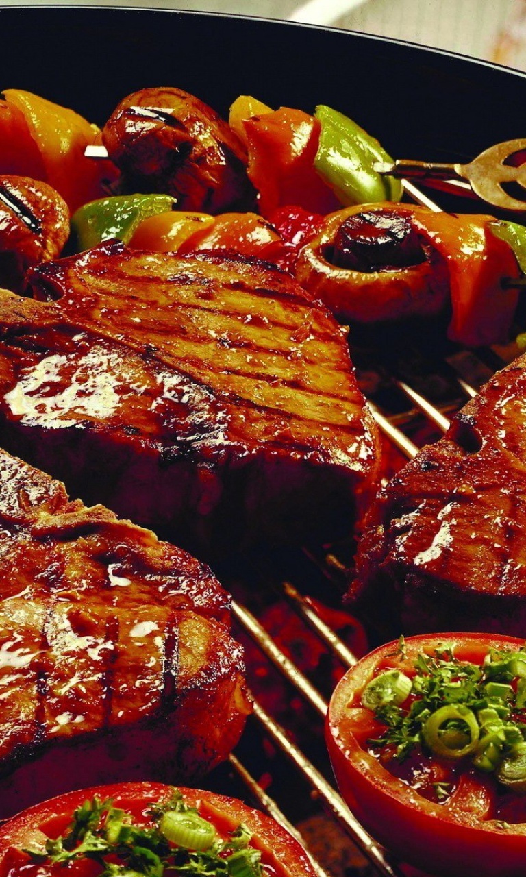 Das Barbecue and Grilling Meats Wallpaper 768x1280