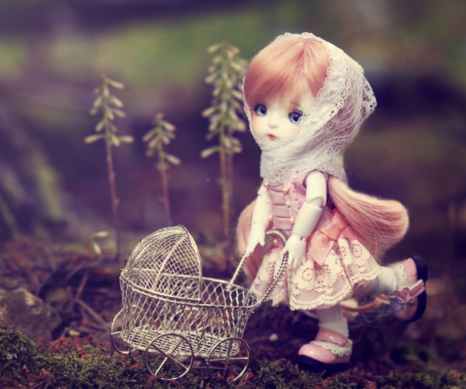 Das Doll With Baby Carriage Wallpaper 960x800