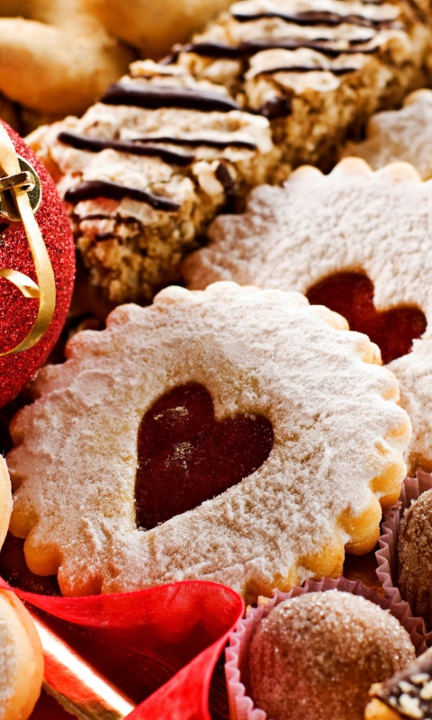 Das Heart Christmas Cookies Wallpaper 480x800