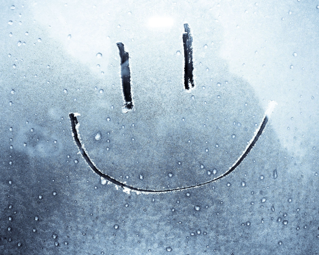 Fondo de pantalla Smiley Face On Frozen Window 1280x1024